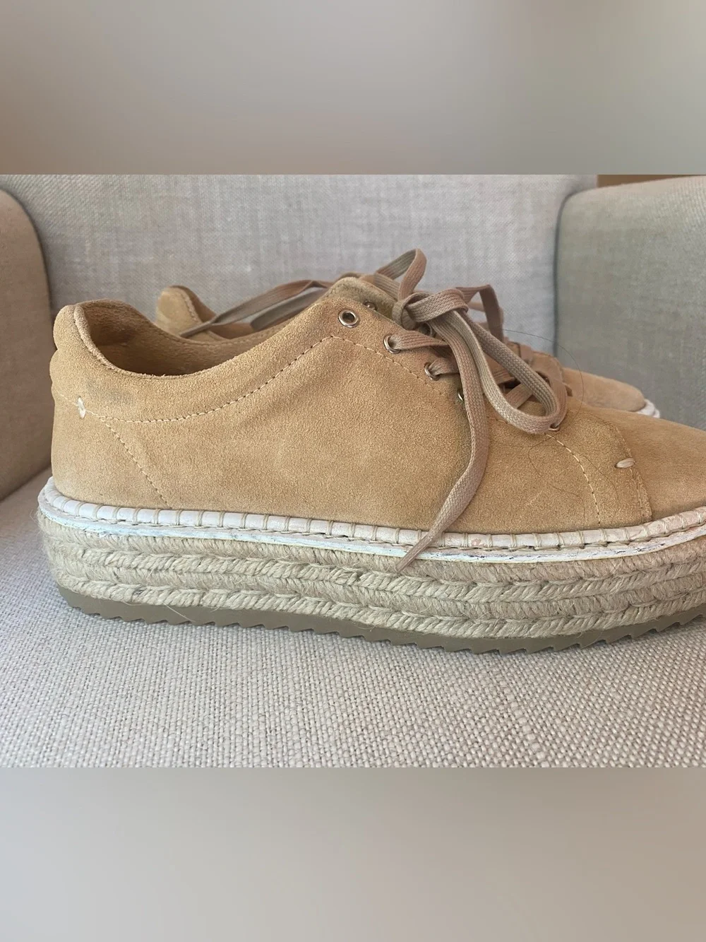 Rag & Bone Kent Platform Espadrille Suede Sneakers Dune Women's Sz 38  US 8
